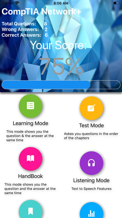 Emulate iPhone app CompTIA Network+ Exam Prep using MyAndroid