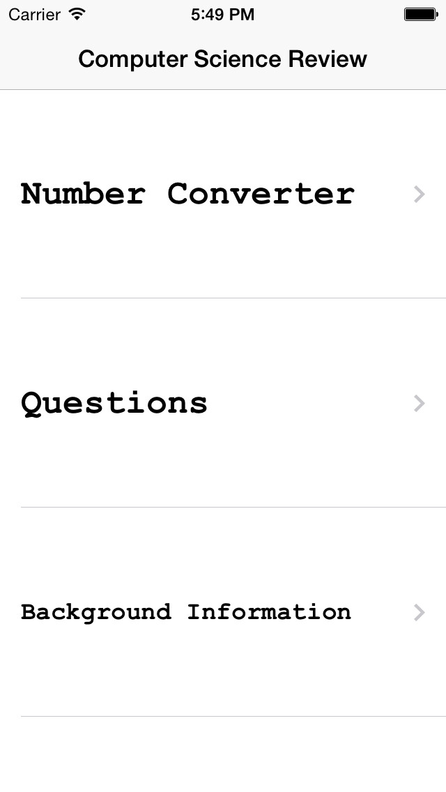 Emulate iPhone app Computer Science Review using MyAndroid