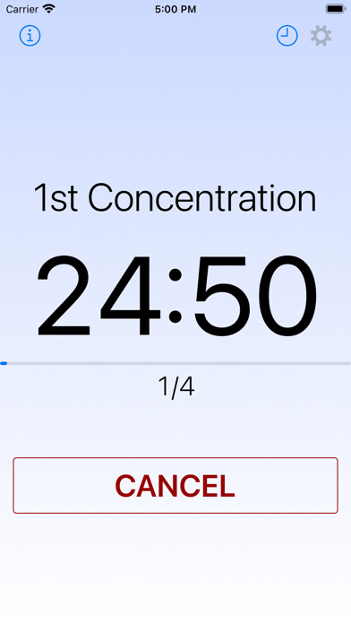 Emulate iPhone app Concentration Timer using MyAndroid