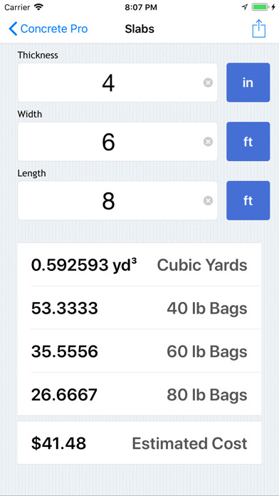 Emulate iPhone app Concrete Pro - Cost Calculator using MyAndroid Emulate iPhone app Concrete Pro - Cost Calculator using MyAndroid