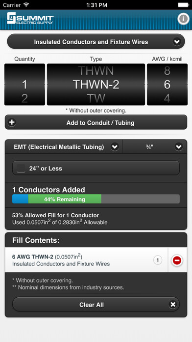 Emulate iPhone app Conduit Fill Tracker using MyAndroid Emulate iPhone app Conduit Fill Tracker using MyAndroid