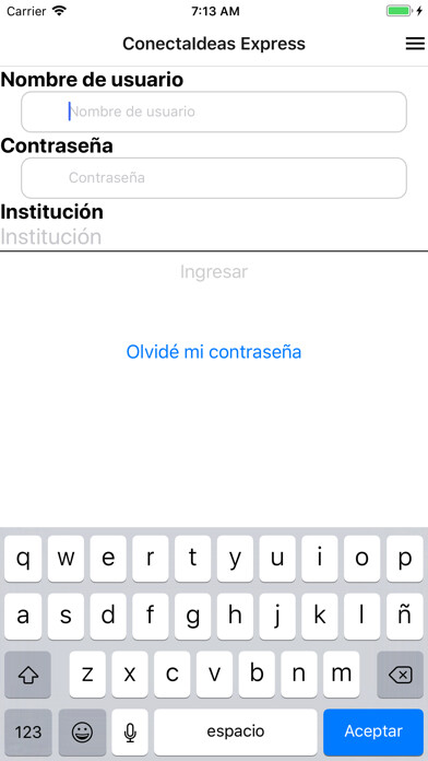 Emulate iPhone app ConectaIdeas Express using MyAndroid