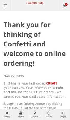 Emulate Android APK Confetti Cafe Online Ordering