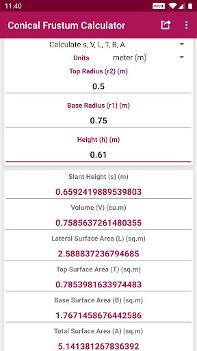Run android online APK Conical Frustum Calculator from MyAndroid or emulate Conical Frustum Calculator using MyAndroid Run android online APK Conical Frustum Calculator from MyAndroid or emulate Conical Frustum Calculator using MyAndroid