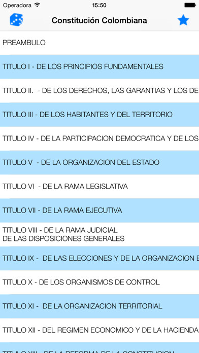 Emulate iPhone app Constitución Colombiana using MyAndroid