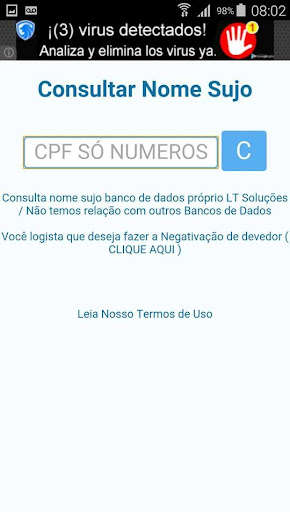 Run android online APK Consultar CPF Sujo Gratis SCLT from MyAndroid or emulate Consultar CPF Sujo Gratis SCLT using MyAndroid