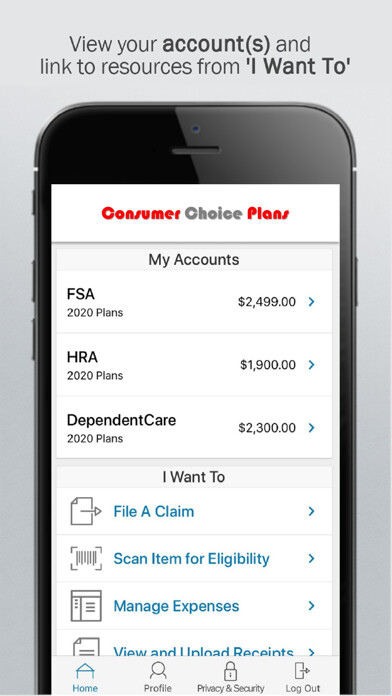 Emulate iPhone app Consumer Choice Plans using MyAndroid