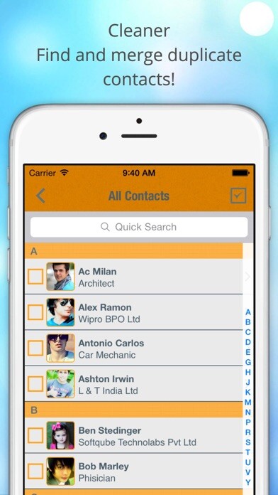 Emulate iPhone app ContactManager – Remove & Merge Duplicate Contacts using MyAndroid