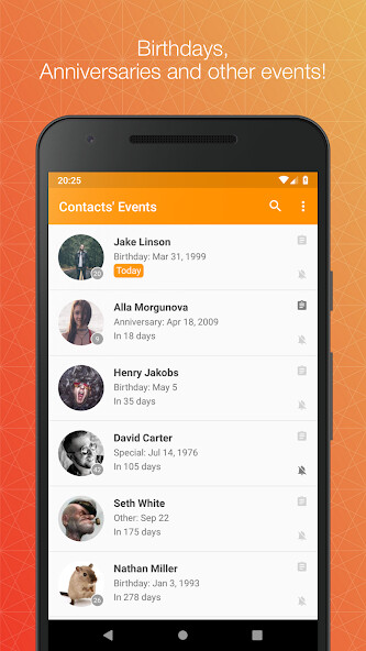 Emulate Android APK Contacts Birthdays
