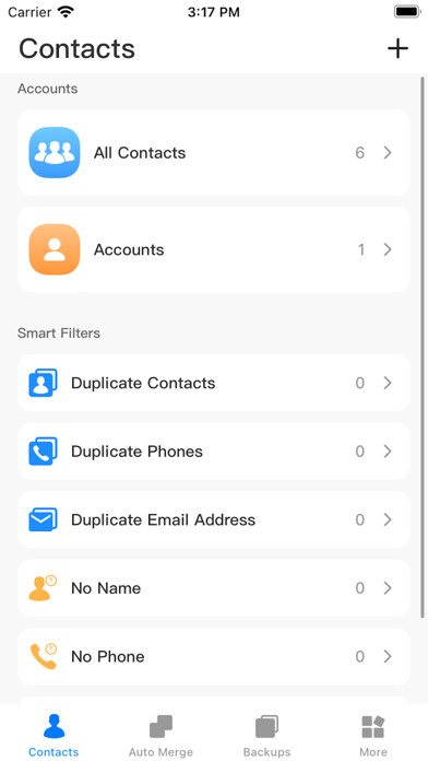 Emulate iPhone app Contacts Cleanup Plus using MyAndroid