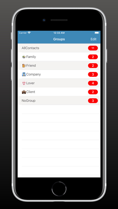 Emulate iPhone app Contacts Grouping Lite using MyAndroid