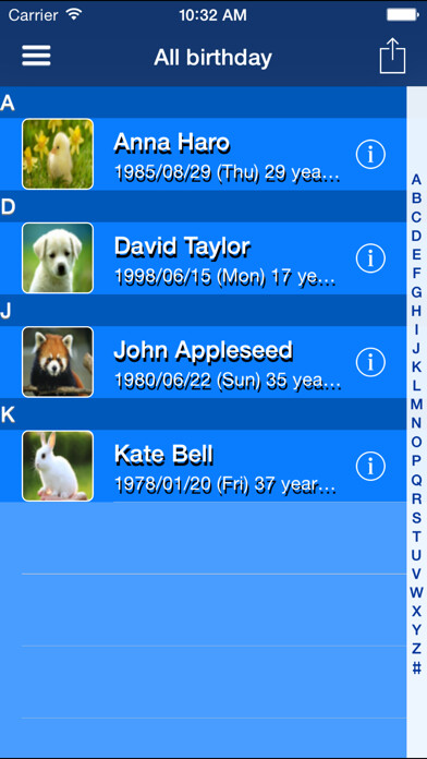 Emulate iPhone app ContactsList using MyAndroid