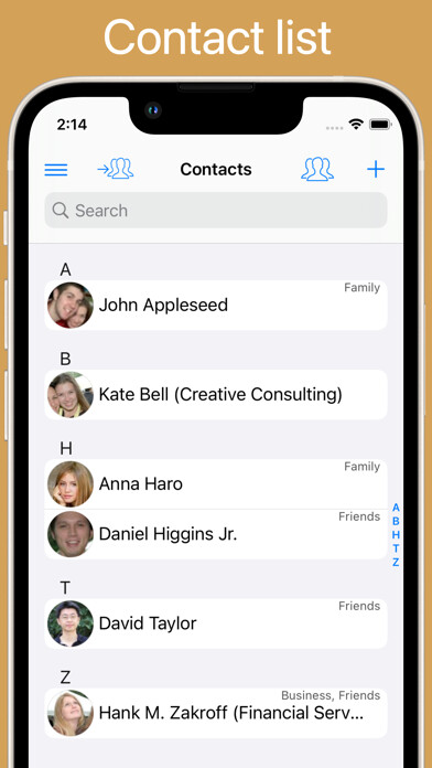 Emulate iPhone app ContactsPro X using MyAndroid