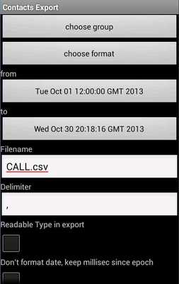 Emulate Android APK Contacts / SMS /LOG CSV Export Emulate Android APK Contacts / SMS /LOG CSV Export