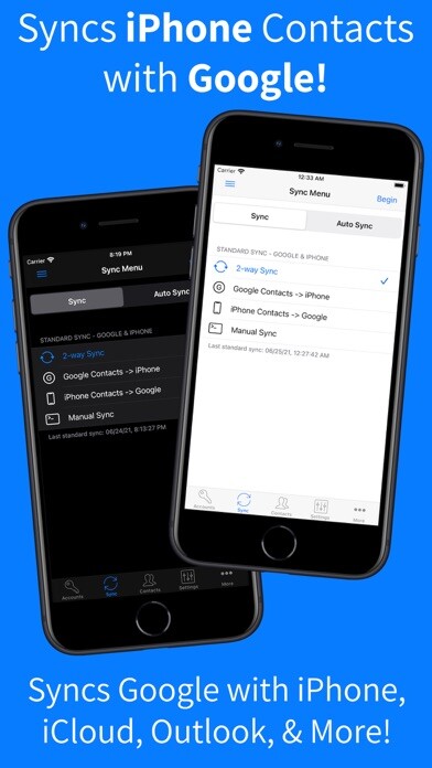 Emulate iPhone app Contacts Sync Pro using MyAndroid