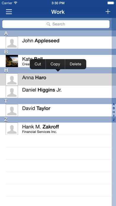 Emulate iPhone app ContactsTap using MyAndroid