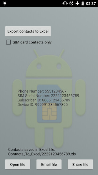 Run android online APK Contacts To Excel from MyAndroid or emulate Contacts To Excel using MyAndroid