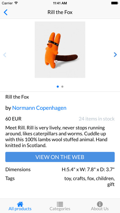 Emulate iPhone app Contentful Product Catalogue Showcase using MyAndroid