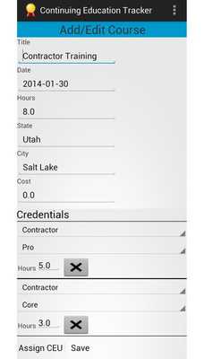 Emulate Android APK Continuing Education Tracker