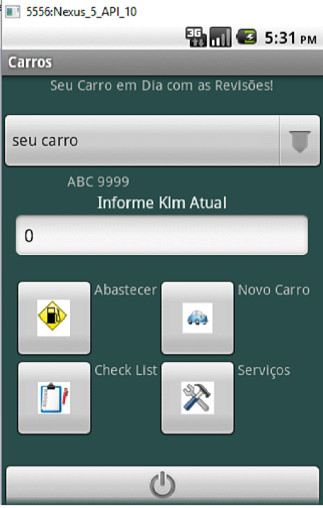 Emulate Android APK Controle Automotivo