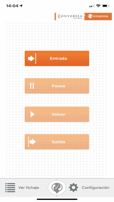 Emulate iPhone app Conversia Control Horario using MyAndroid