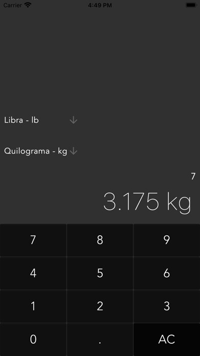 Emulate iPhone app Conversor de medidas e valores using MyAndroid