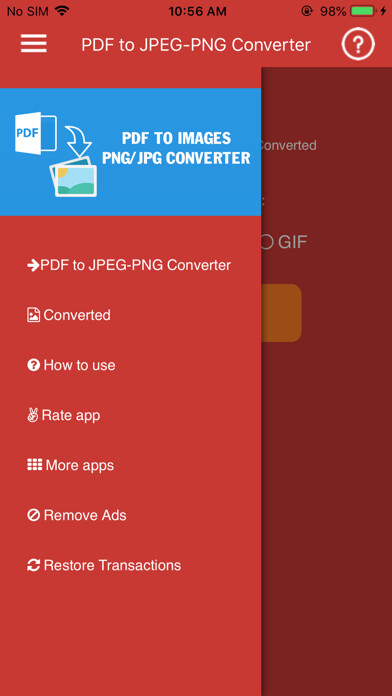 Emulate iPhone app Convert PDF to JPG,PDF to PNG using MyAndroid