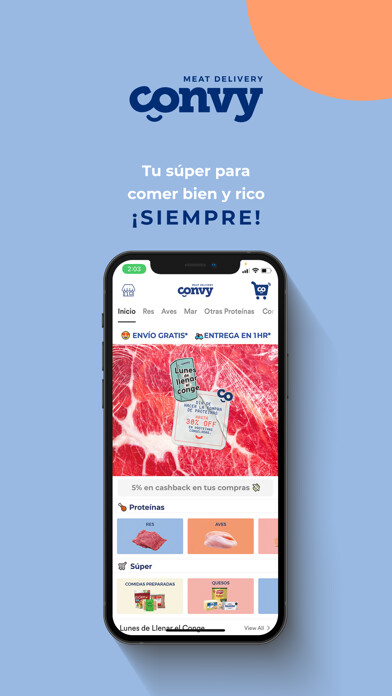 Emulate iPhone app CONVY – Tu super de proteínas using MyAndroid Emulate iPhone app CONVY – Tu super de proteínas using MyAndroid