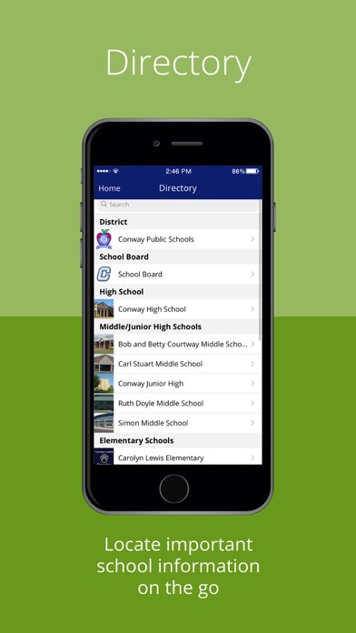 Emulate iPhone app Conway Public Schools using MyAndroid
