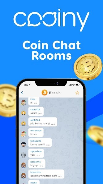Run android online APK Cooiny - Coin Chat  Bitcoin G from MyAndroid or emulate Cooiny - Coin Chat  Bitcoin G using MyAndroid