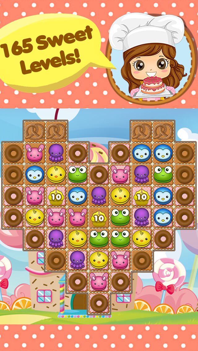 Emulate iPhone app Cookie Crumble : Sweet Cupcakes and Animal Friends - Best Match 3 Puzzle Game - Surprise Edition using MyAndroid