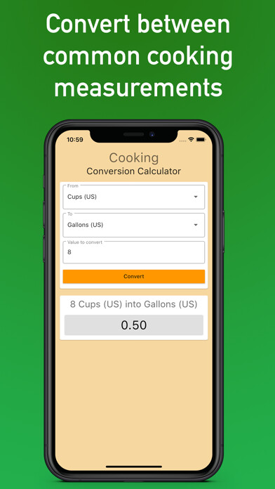 Emulate iPhone app Cooking Conversion Calculator using MyAndroid Emulate iPhone app Cooking Conversion Calculator using MyAndroid