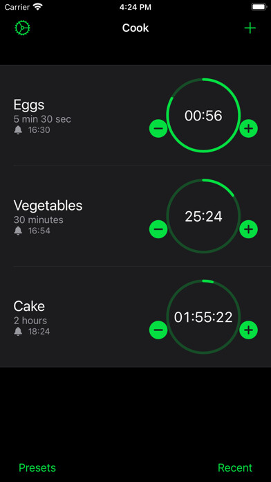 Emulate iPhone app Cook - Kitchen Timers 2 using MyAndroid