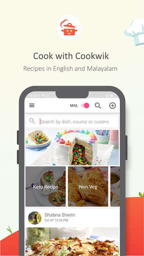 Emulate Android APK Cookwik App, Recipes in Malayalam, English Emulate Android APK Cookwik App, Recipes in Malayalam, English