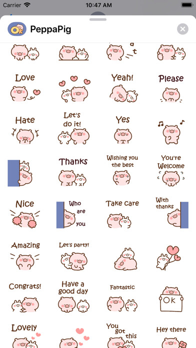 Emulate iPhone app Cool Pets (Pig) Stickers pack using MyAndroid Emulate iPhone app Cool Pets (Pig) Stickers pack using MyAndroid