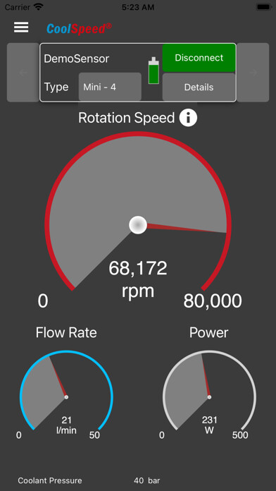 Emulate iPhone app CoolSpeed Pressure Gauge using MyAndroid