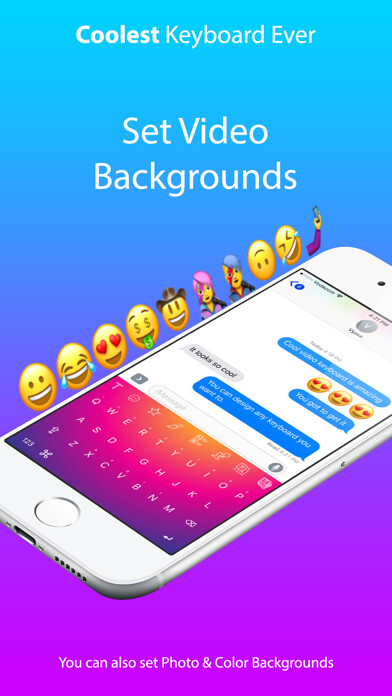 Emulate iPhone app Cool Video Keyboard - Custom Emoji & Rainbow Theme using MyAndroid