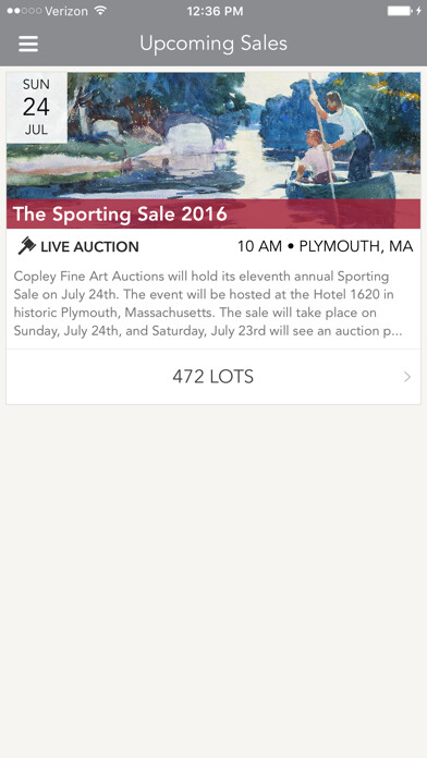 Emulate iPhone app Copley Fine Art Auctions using MyAndroid