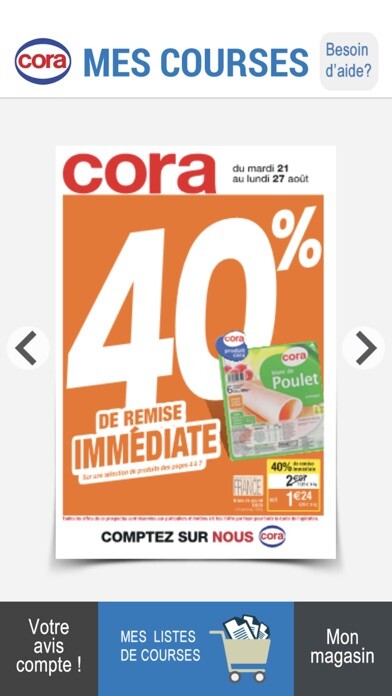 Emulate iPhone app Cora, mes courses & prospectus using MyAndroid