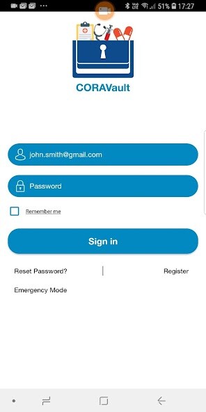 Run android online APK CORAVault from MyAndroid or emulate CORAVault using MyAndroid