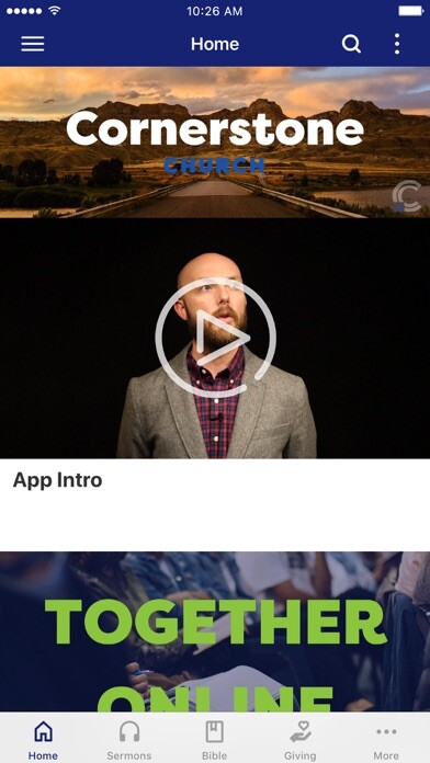 Emulate iPhone app Cornerstone Church Casper using MyAndroid