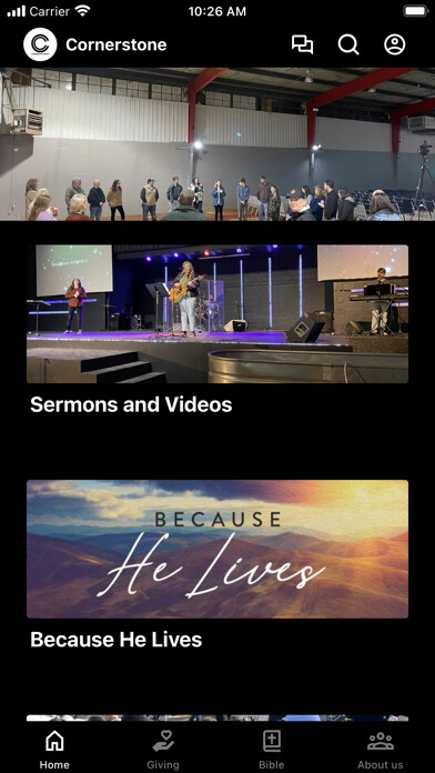 Emulate iPhone app Cornerstone Church TV using MyAndroid
