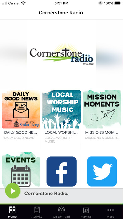 Emulate iPhone app Cornerstone Radio. using MyAndroid