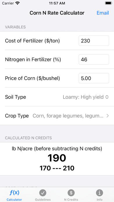 Emulate iPhone app Corn N Rate Calculator using MyAndroid Emulate iPhone app Corn N Rate Calculator using MyAndroid