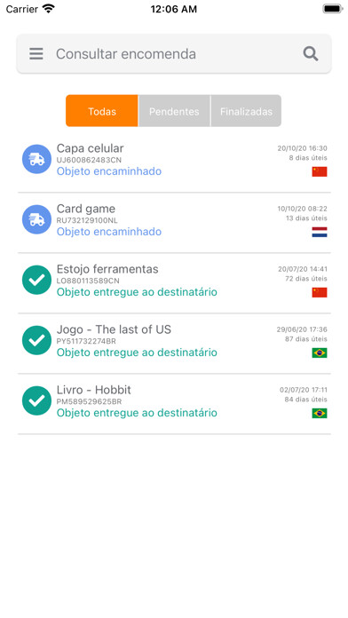 Emulate iPhone app Correio Rastreamento using MyAndroid