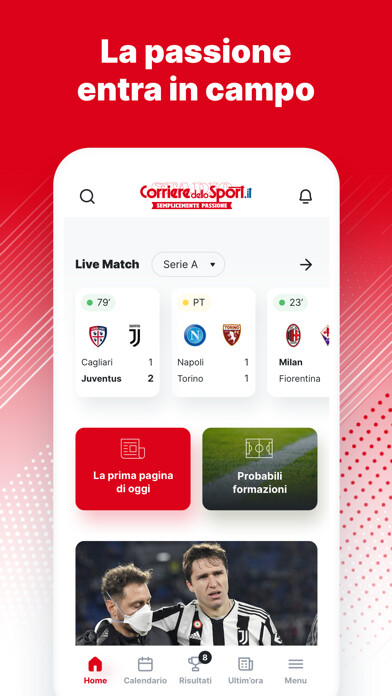 Emulate iPhone app Corriere dello Sport.it using MyAndroid