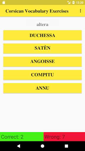 Run android online APK Corsican Vocabulary Exercise from MyAndroid or emulate Corsican Vocabulary Exercise using MyAndroid