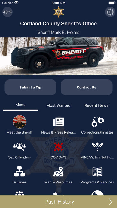 Emulate iPhone app Cortland County Sheriff using MyAndroid