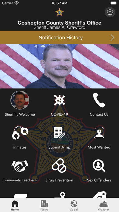 Emulate iPhone app Coshocton County Sheriff using MyAndroid