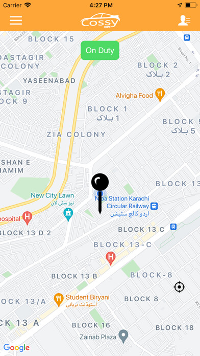 Emulate iPhone app Cossy Ride Driver using MyAndroid